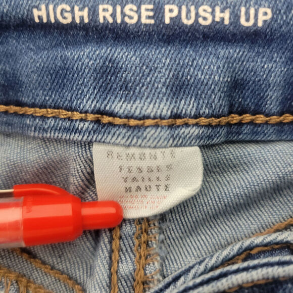 Ibiza Denim Shorts Junior 3 Blue Jean High Rise Push Up Triple Button Distressed - Picture 9 of 14